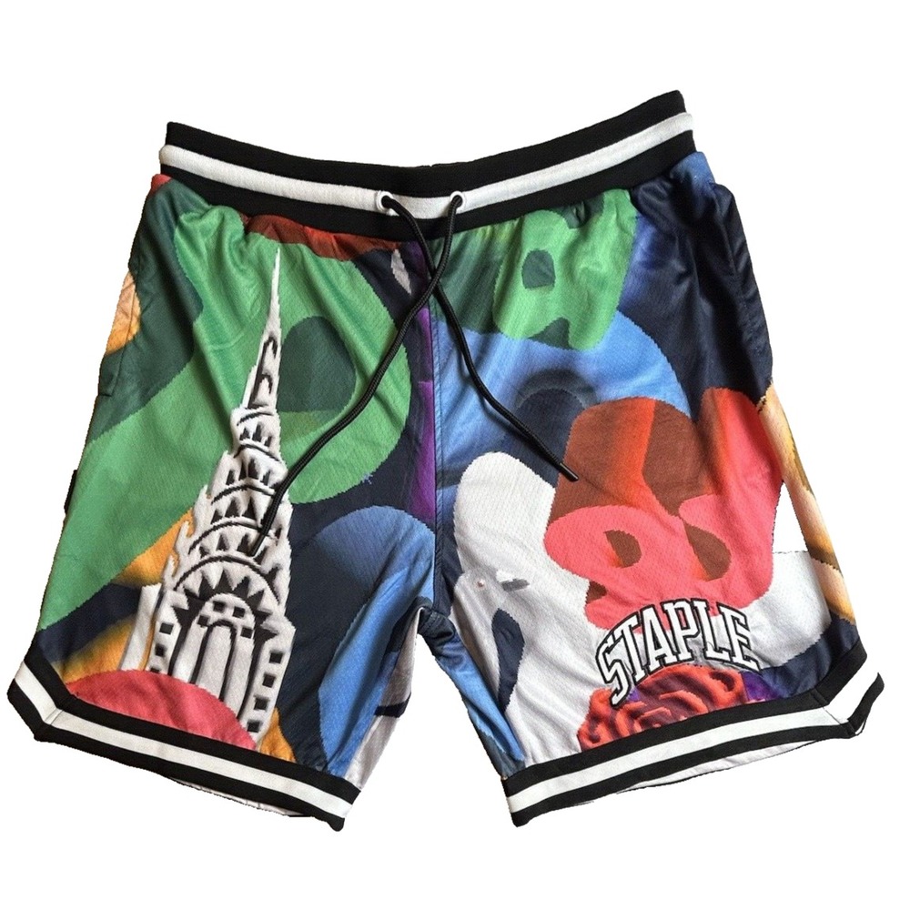 NWT Staple Pigeon Logo All Over Print Grapic Shorts Pockets Size XL Create 2MRW